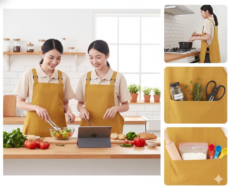 NEWGEM Waterproof Apron with Pockets for Women Cooking Painting Baking Gardening - Image 5